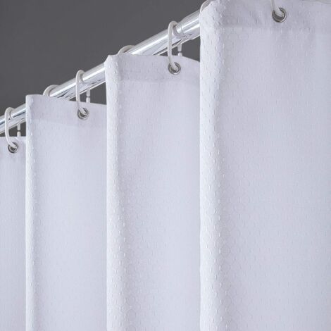 Rideau de douche gaufré, tissu imperméable, convient pour baignoire ou salle de bain, 180x180cm (blanc) (1/5)
