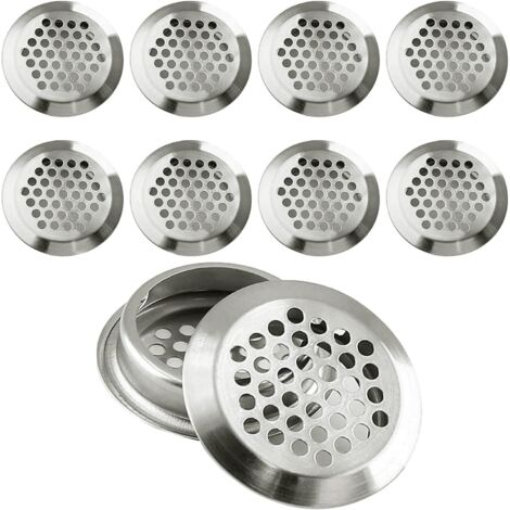 Grille de ventilation ronde, aérations en acier inoxydable, format de montage 35 mm, argent, 10 pièces(convexe) (1/5)