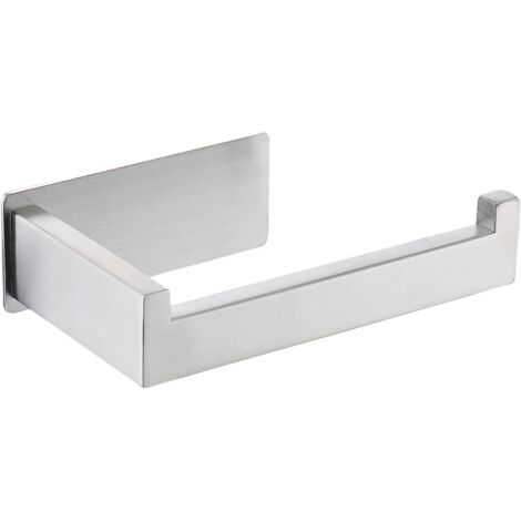 Porte-papier toilette, tube carré et fond carré, autocollant, adapté à la cuisine, à la salle de bain et aux toilettes (brossé) (1/5)