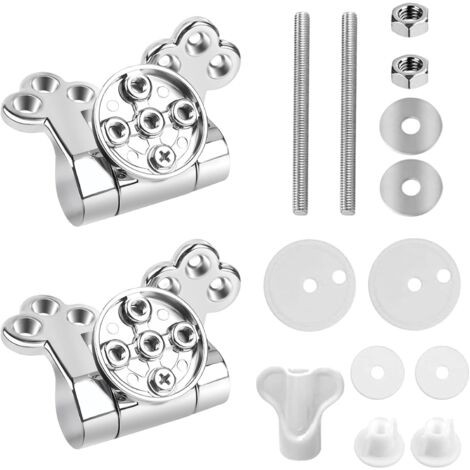 Charnières pour abattant de toilette, kit de fixation pour abattant de toilette, compatible avec la plupart des modèles de toilettes, lot de 2 (1/5)