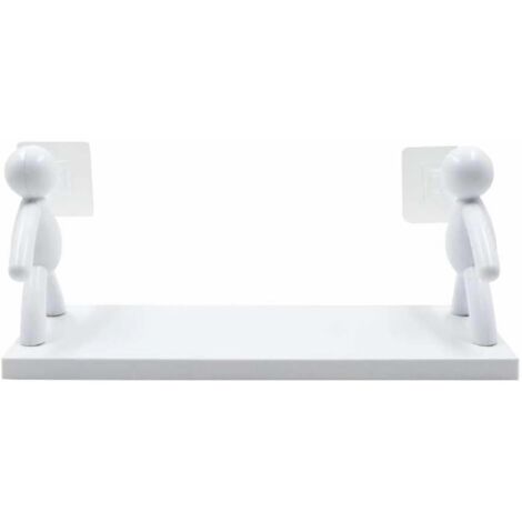 Étagère murale flottante en plastique pour salle de bain : organisateur de maquillage et d'épices, blanc (1/5)