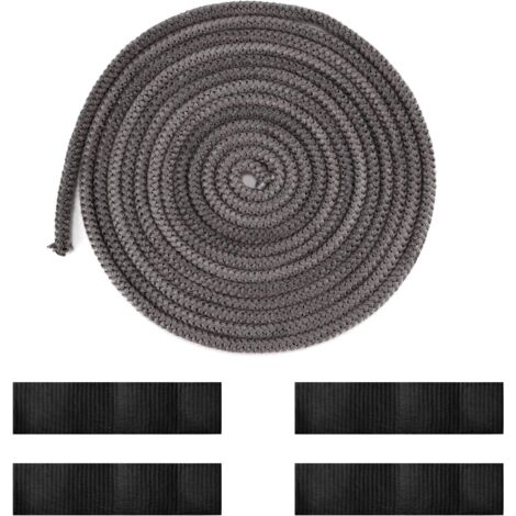 Cordon d'étanchéité, joint de remplacement pour porte de cheminée et de poêle, fibre de verre, gris foncé, 9 mm x 3 m