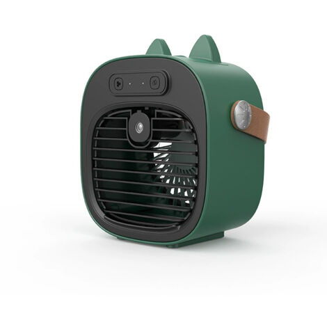 Ventilateur portable, climatiseur, 3 vitesses, rechargeable par USB, pour dortoir, camping, bureau, 7,36 pouces, vert, 4000 mAh (1/5)
