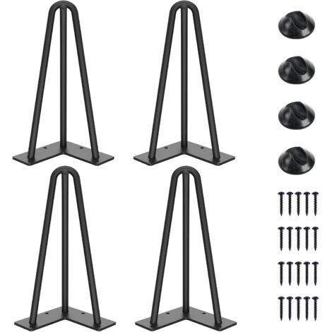 Pied de table à 3 pôles, adapté pour table basse, table à manger, table de chevet, hauteur 25 cm (noir, 4 pièces) (1/5)