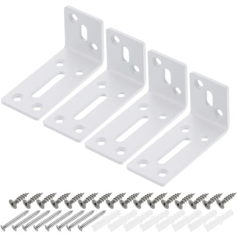 Équerre d'angle en L - Équerre à angle droit avec vis - Pour fixation de meubles et d'étagères - Blanc - 40 x 80 x 35 mm - 4 pièces (1/5)