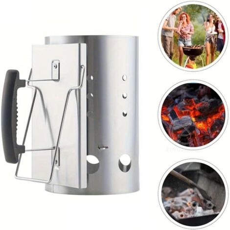 Poêle à charbon de bois pour barbecue, cheminée d'allumage avec poignée de sécurité, allume-charbon rapide pour barbecue (1/5)