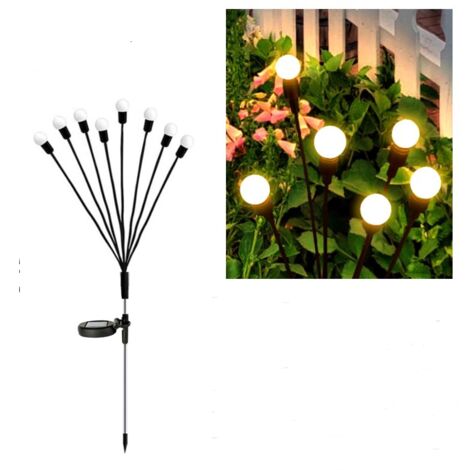 Lot de 2 lampes solaires de jardin à 8 LED, étanches IP65, idéales pour balcon, jardin, terrasse et allée (blanc chaud) (1/5)