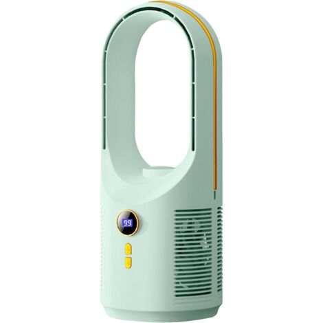 Ventilateur de bureau sans pales, petit ventilateur de bureau silencieux, 5 vitesses, chargement USB (vert)