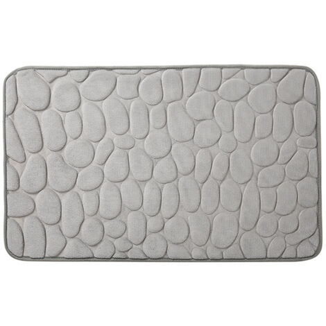 Tapis de bain en mousse à mémoire de forme, tapis de douche absorbant, tapis antidérapant, 50 x 80 cm, gris clair (1/5)