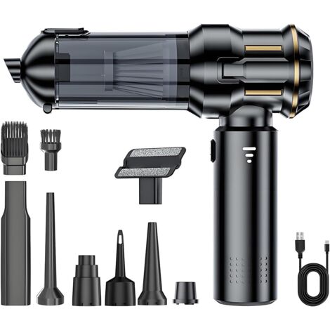Aspirateur à main - Aspirateur de voiture 16 000 Pa, 100 W - Rechargeable par USB - 3 vitesses - Plusieurs buses - Noir (1/5)