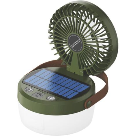 Lampe de camping 3 en 1 avec ventilateur pliable, idéale pour le camping et les voyages en plein air (vert) (1/5)
