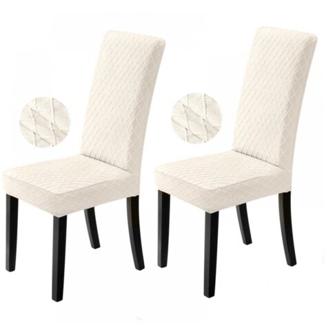 Housses de chaise extensibles,lavables et amovibles, adaptées aux restaurants, bureaux, hôtels, mariages (2 pièces, blanc) (1/5)