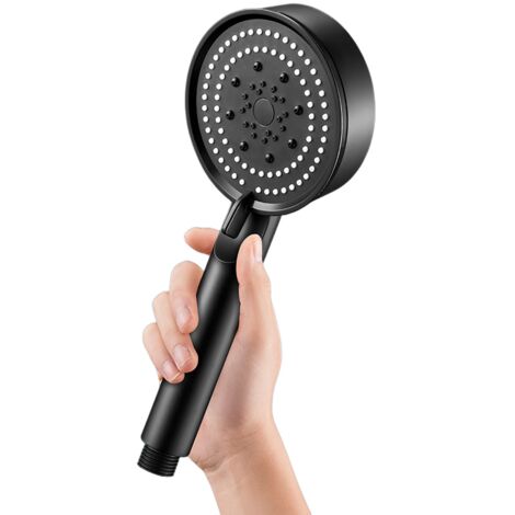 Pommeau de douche haute pression, économie d'eau, 5 modes réglables, pour salle de bain (noir) (1/5)