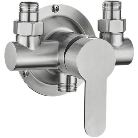 Robinet de commande de douche, mitigeur de douche mural en acier inoxydable 304, bec verseur vers le bas, surface brossée (1/5)