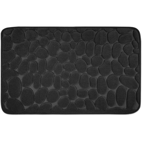 Tapis de bain en mousse à mémoire de forme, tapis de douche absorbant, tapis antidérapant, 50 x 80 cm, noir (1/5)