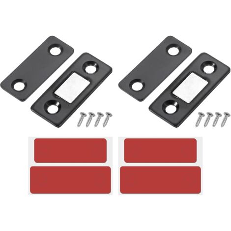 Lot de 2 verrous magnétiques pour armoires, tiroirs, portes coulissantes pour placards de cuisine, noirs (1/5)