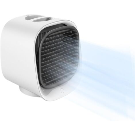 Refroidisseur d'air portable, mini humidificateur 3 vitesses, ventilateur de bureau USB, climatiseur de bureau à domicile (blanc) (1/5)