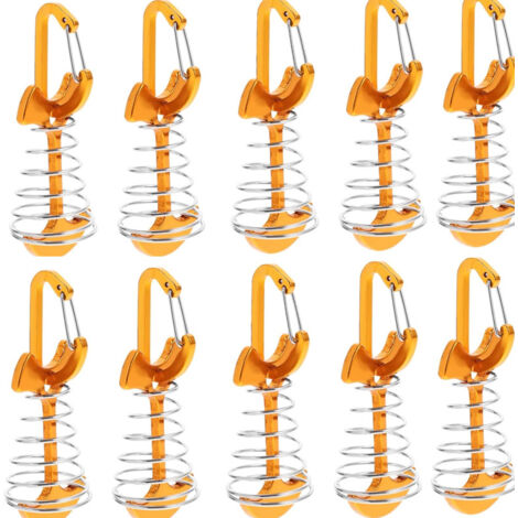 Lot de 10 ancres coupe-vent en alliage d'aluminium avec boucle à ressort, pour camping en plein air, dorées (1/5)