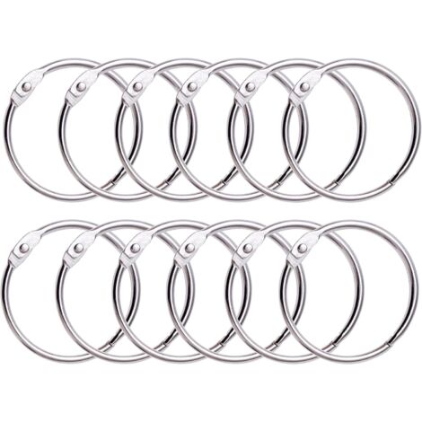 Lot de 12 anneaux de rideaux en métal, diamètre intérieur 50 mm, adaptés aux rideaux, rideaux de douche, argent (1/5)