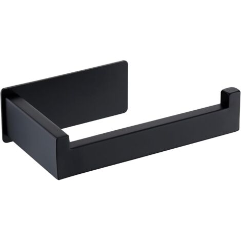 Porte-papier toilette, tube carré, fond carré, autocollant, convient pour la cuisine, la salle de bain et les toilettes (noir) (1/4)