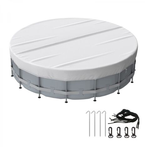 Couverture de piscine ronde, étanche à l'eau et à la poussière, avec accessoires de fixation, avec cordon de serrage, diamètre 6FT (argent) (1/5)