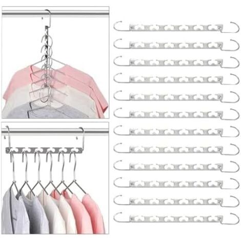 Lot de 12 cintres magiques gain de place, cintres en métal pour penderie, organisateur de placard, cintres gain de place (1/5)