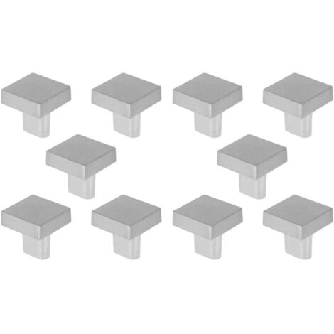 Poignées de porte, poignées d'armoire carrées, poignées de meubles pour armoires, armoires, tiroirs, 10 pièces (argent) (1/5)