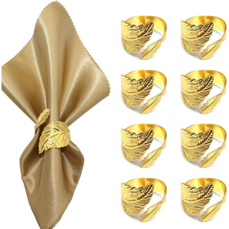 Ronds de serviette pour mariage, banquet, anniversaire, fête, décoration de table (doré/8 pièces) (1/5)