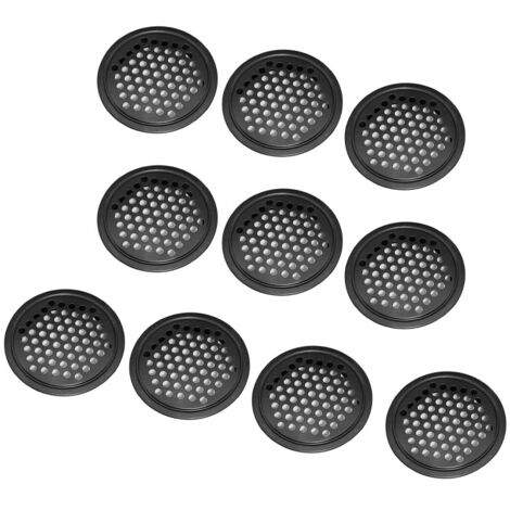 Grille de ventilation ronde, aérations en acier inoxydable, format de montage 53 mm, noir, 10 pièces(plates) (1/5)