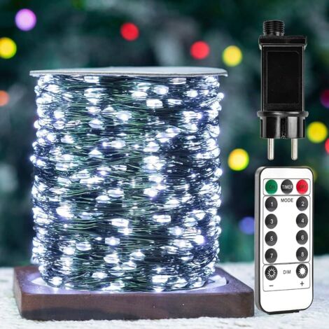 Guirlande lumineuse 30 m 300 LED fil de cuivre vert étanche intérieur/extérieur avec télécommande, Lumière blanche. (1/5)