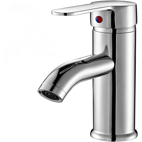 Mitigeur d'évier, eau chaude et froide, levier unique, pour évier, salle de bain, argent (1/5)