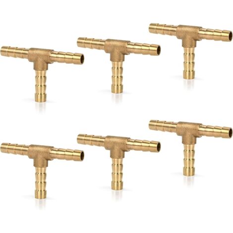 Lot de 6 raccords de tuyau d'air en laiton de 6 mm, en T, pour carburant, air, eau, diesel (1/5)