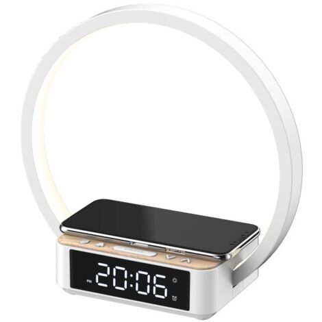 Lampe de lecture, lampe de bureau avec chargement sans fil, réveil tactile, lampe de chevet numérique sonique 10W. (1/5)