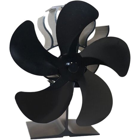 Ventilateur de poêle à 5 pales, ventilateur de cheminée, alimenté par la chaleur, pour cheminées et poêles, noir (1/5)