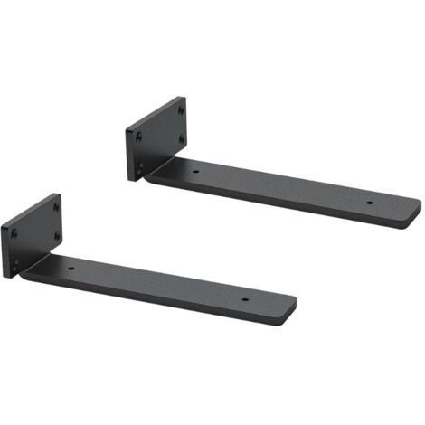 Support d'étagère mural robuste en forme de L pour étagères à monter soi-même, 20 cm, 2 pièces (noir) (1/5)