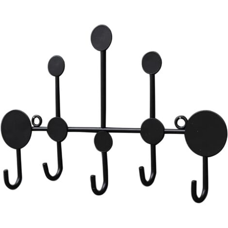 Porte-manteau mural avec 5 crochets, polyvalent, pour suspendre manteaux, sacs à dos, chapeaux, noir (1/5)