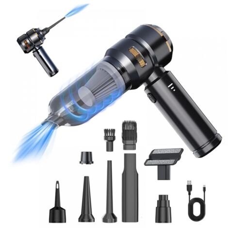 Aspirateur à main - Aspirateur de voiture 16 000 Pa, 100 W - Rechargeable par USB - 3 vitesses - Plusieurs buses - Noir et or (1/5)