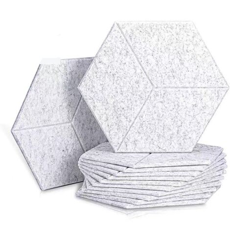 Panneaux insonorisants hexagonaux autocollants haute densité pour murs, panneaux insonorisants, portes et plafonds, lot de 12 (gris clair) (1/5)