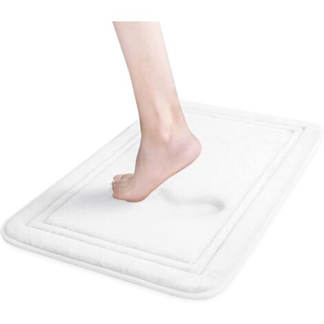 Tapis de bain, tapis de bain en mousse à mémoire de forme, tapis de bain absorbant, blanc, 40 x 60 cm (1/5)