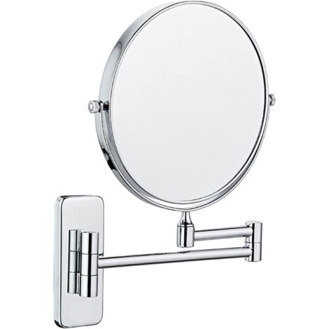 Miroir de courtoisie mural avec grossissement x10, extension pivotante à 360°, chromé, diamètre 15 cm (1/5)