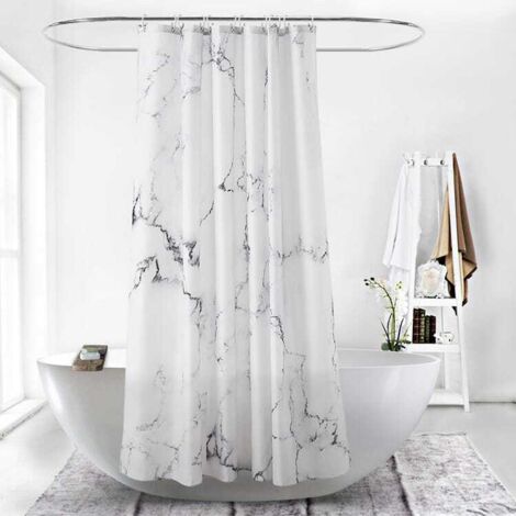 Rideau De Douche Noir à Rayures 120x200cm - Imperméable, Anti-Moisissure, Ourlet Lesté Avec 8 Anneaux - Lerores Rideau De Douche Imperméable 120x200