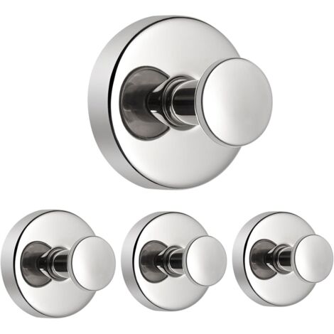 Crochets à ventouse de douche pour mur de porte en verre de fenêtre de salle de bains, paquet de 4, argent brillant (1/5)