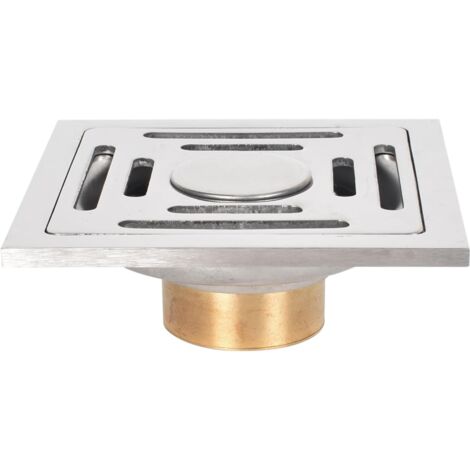 Siphon de sol carré, siphon de sol anti-odeurs en acier inoxydable, filtration double couche, couvercle amovible, 10×10 cm (1/5)