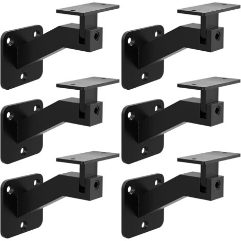 Supports de rampe carrés – Supports de rampe d'escalier intérieurs réglables – Pour escaliers et couloirs – Lot de 6 – Noir (1/5)