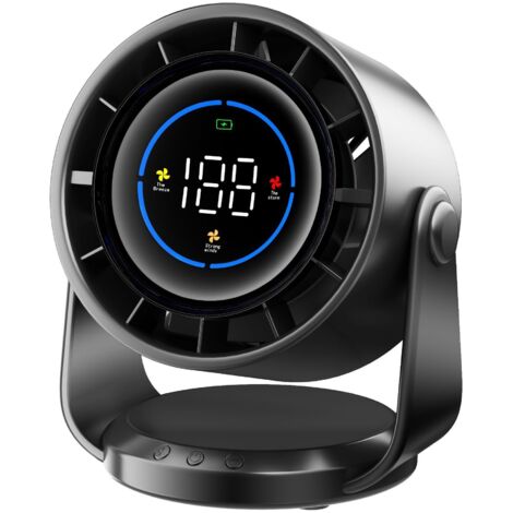 Ventilateur de bureau, ventilateur de bureau à turbine, affichage numérique, faible bruit, adapté à la maison, au bureau et aux voyages, noir (1/5)