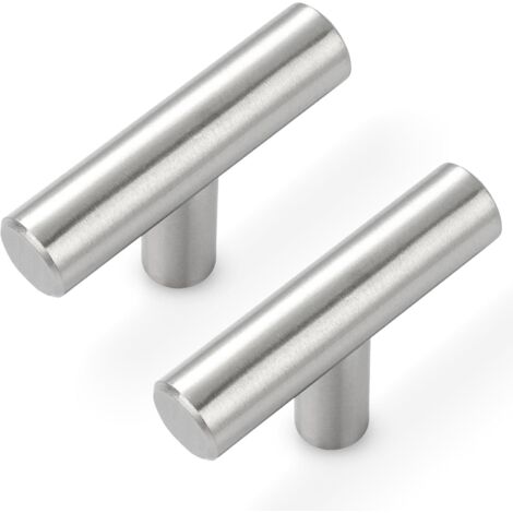 Poignées d'armoire en tube rond, poignées de porte et de tiroir, monotrou, argent, 2 pièces (1/5)