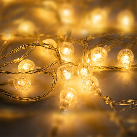 Guirlande lumineuse boule de cristal, 10 mètres, 80 LED, pour intérieur et extérieur (lumière blanc chaud) (1/5)