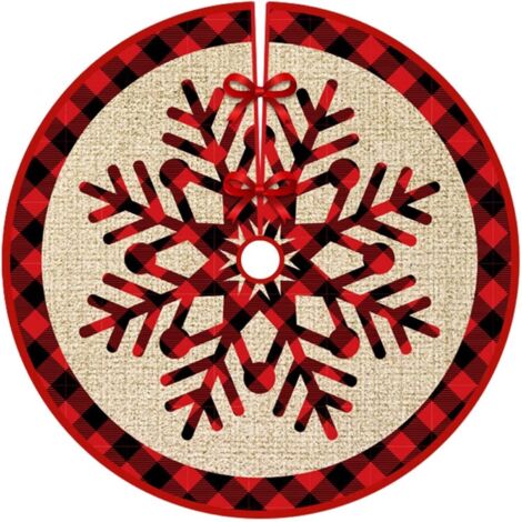 Jupe de sapin de Noël flocon de neige rouge - Convient pour la décoration intérieure et extérieure - Diamètre 90 cm (1/5)
