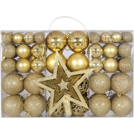 Ensemble de décorations de boules de Noël, ornement, convient à la décoration intérieure, 101 pièces (doré) (1/5)