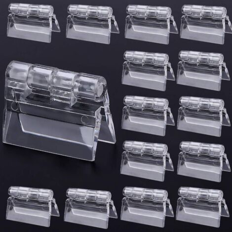 Lot de 10 charnières pliantes en plastique transparent résistant, en acrylique transparent Perspex, 30 x 33 mm (1/5)